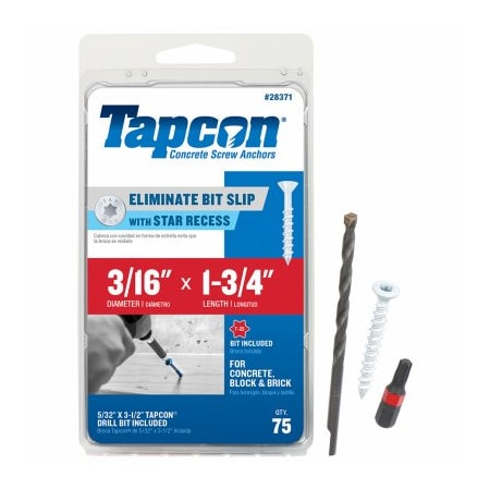 Itw Tapcon Concrete Screw, Steel 28371